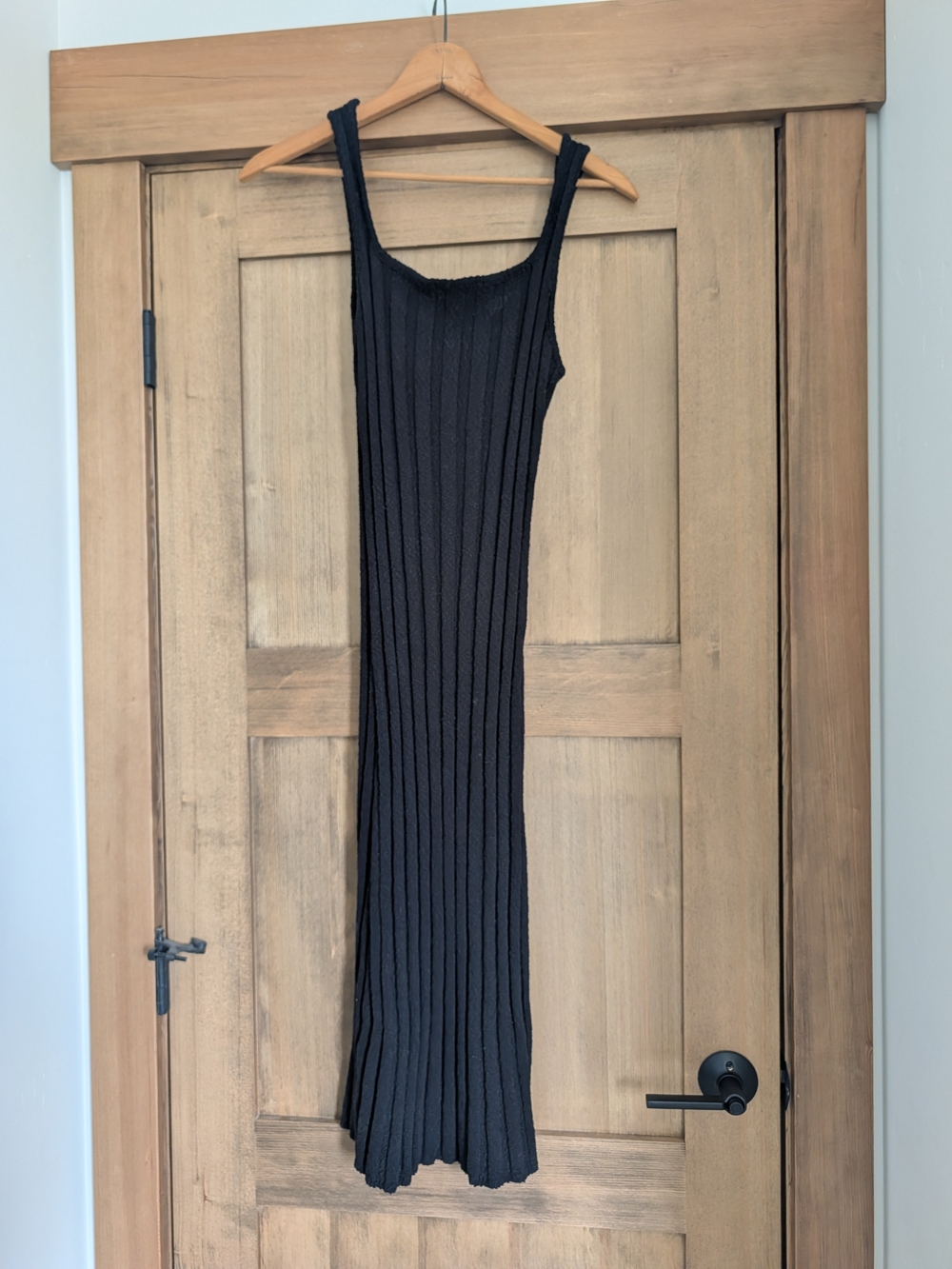 Free People Black Ribbed Midi Tank Dress